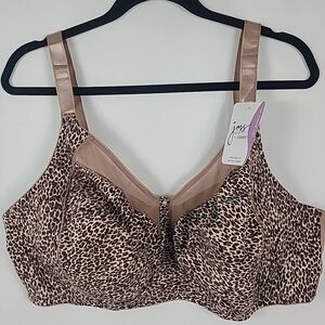NWT Just My Size JMS by Hanes Brown Animal Print Bra Wireless Sz 44DD